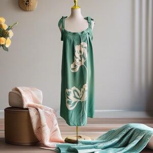0023/ Mint Color Tie on Shoulder Dress
